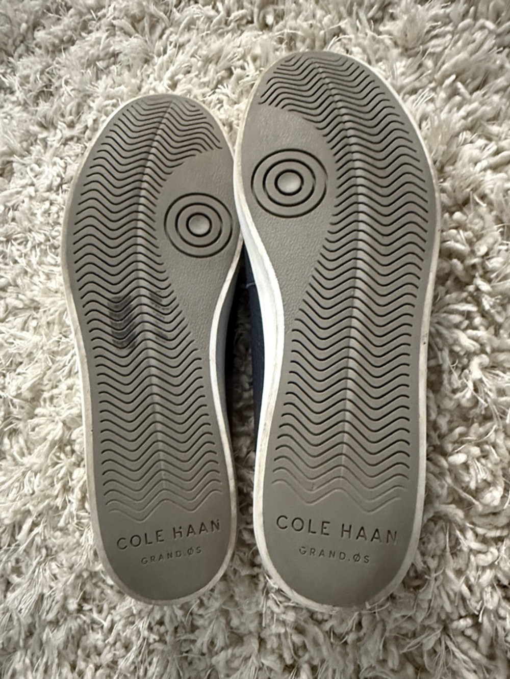 Cole Haan Navy Leather Slip-On Penny Loafers with White Sole - Picture 4 of 4